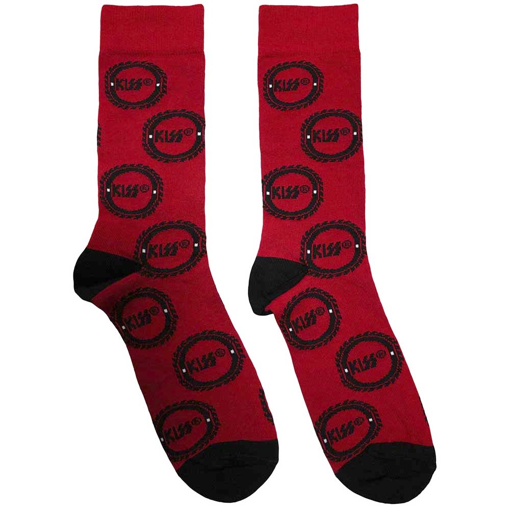 Kiss - Buzzsaw Logo Pattern Socks - EU 39-45 - Red